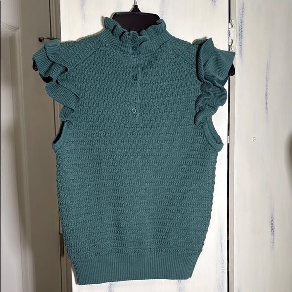 Janie and Jack Sleeveless Ruffle Sweater in Teal Size 18 - Picture 4 of 6